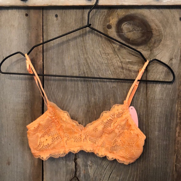 Anemone Other - Anemone Allover Lace Mesh Lightly Lined Bra in Peachy Orange Size S/M